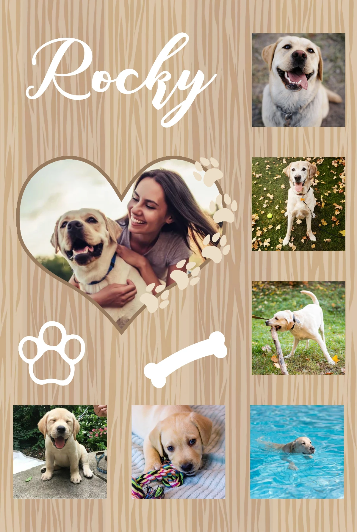 Collage Madera y Huellas